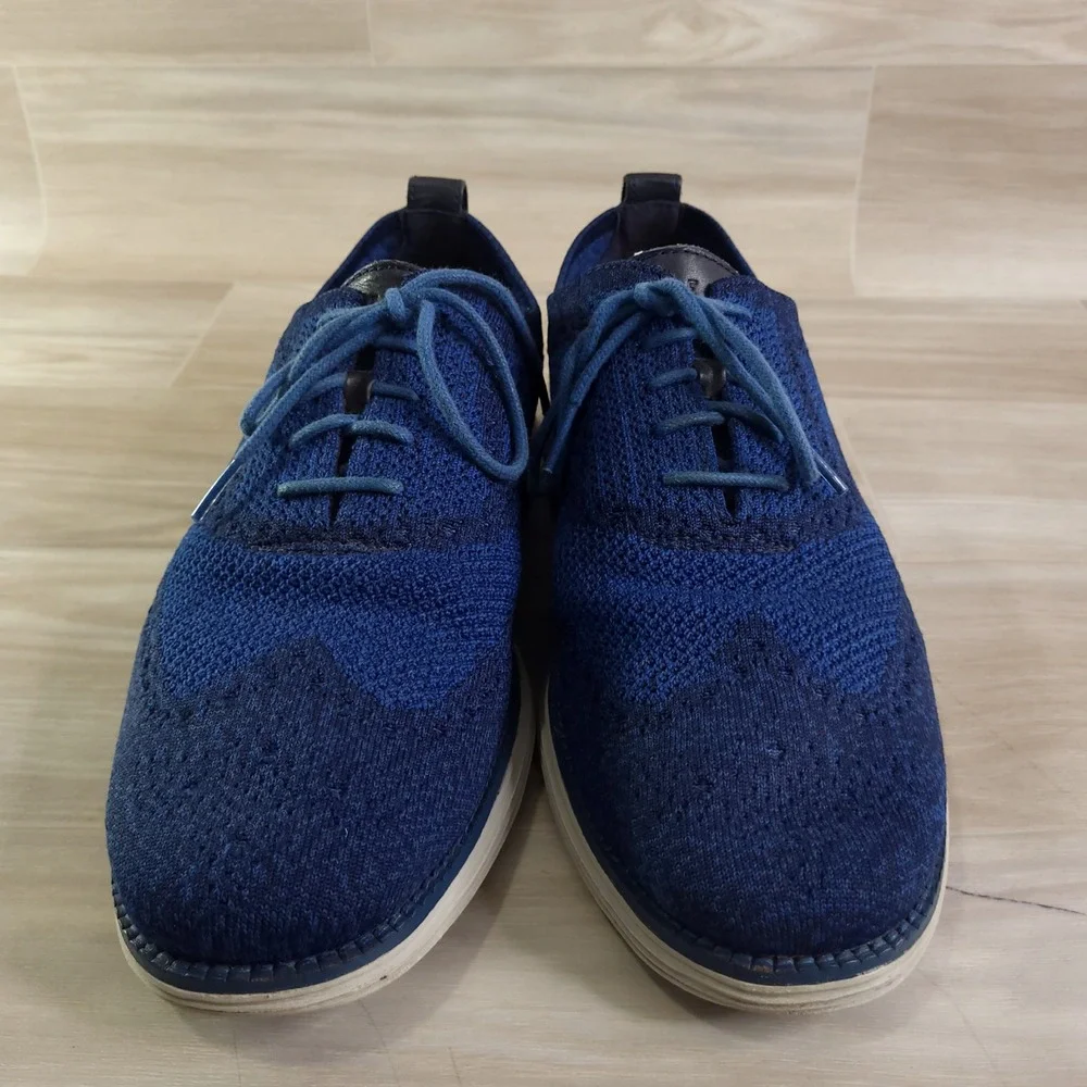 Cole Haan Zerogrand Stitchlite Oxford Mens 10 Blue Knit Wingtip C28446 Golf